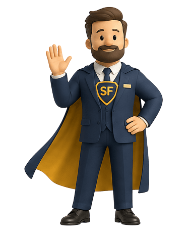 SuperFuneral mascot waving